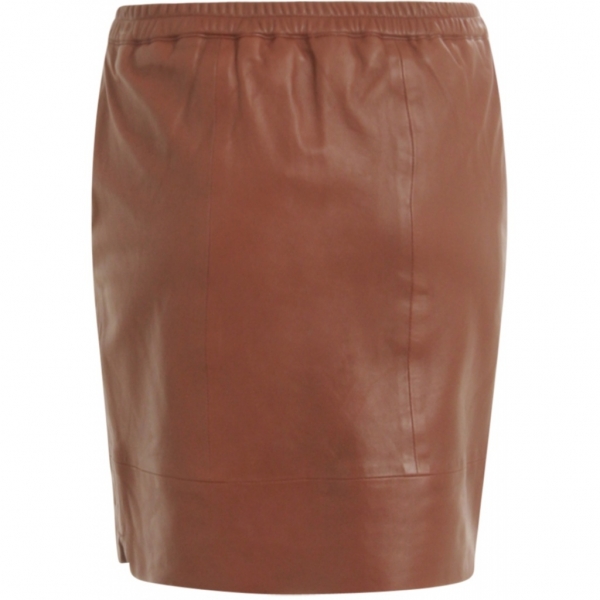 Coster Copenhagen, Skirt in leather with elastic in waist, rust